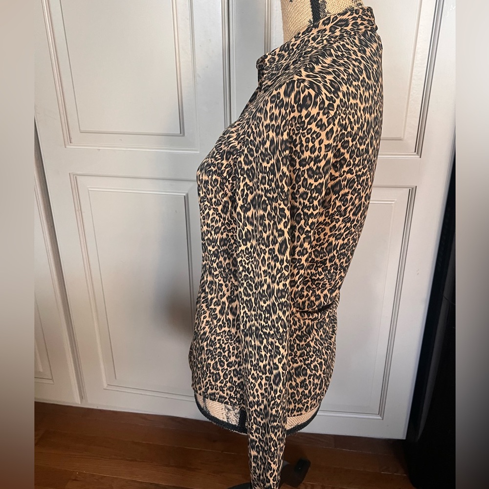 Express leopard print button polyester shirt Small - Picture 3 of 4